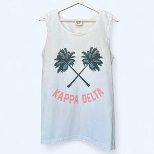 White Kappa Delta Palm Tree Tank Top Size S